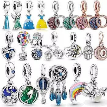 Новый кулон из стерлингового серебра 925 пробы, светящийся шарм в виде светлячка, платье принцессы, бусины, подходят для браслета, аксессуары, изготовление ювелирных изделий для женщин