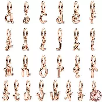 Новый кулон из стерлингового серебра 925 пробы из розового золота с надписью из бисера, подходит для оригинального браслета Pandora, изысканные ювелирные изделия своими руками, подарок белый