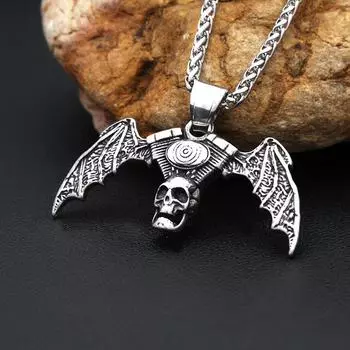 Новый кулон с черепом летучей мыши, хип-хоп, ретро, готика, темное ожерелье