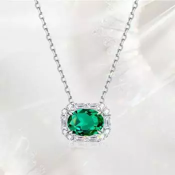 Новый кулон с муассанитом в форме яйца 7*9 мм, 2 карата, бриллиант с GRA S925, стерлинговое серебро, ожерелья из 18-каратного золота для женщин 45cm&2ct синий