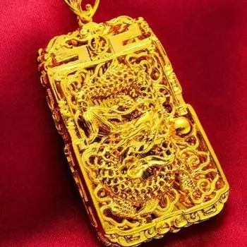 Новый кулон в виде дракона для мужчин, привлечение богатства и доминирования, ожерелье босса, модный и высококачественный кулон в виде дракона 40CM золотой