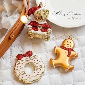 Новый кулон в виде елки, креативный подарочный набор, кулон в виде медведя, щенка, пряничного человечка, объемный кулон A8