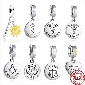 Новый кулон в виде креста из стерлингового серебра 925 пробы, висячие тонкие бусины своими руками, подходят для оригинальных модных браслетов с подвесками, ожерелья для женщин, аксессуары