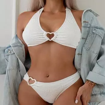 Новый купальник бикини с подтяжками Love Split Beach, европейский и американский высококачественный сексуальный купальник для женщин S белый