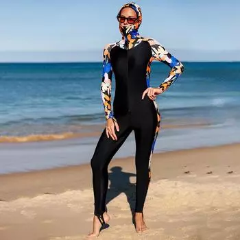Новый купальник для подводного плавания, женский летний купальник из горячих источников, костюм медузы с длинными рукавами и капюшоном, защита от солнца, цельный купальник S
