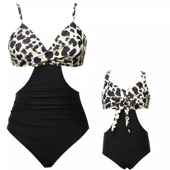 Новый купальник женский горячий источник родитель-ребенок цельный купальник талия сексуальный 104 синий