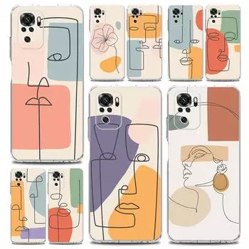 Новый квадратный чехол для телефона для Xiaomi Redmi Note 12 11 9S 9 8 10 Pro + 7 8T 9C 9A 8A K40 игровой чехол для пар с цветком в одну линию, настенное искусство Redmi 9A