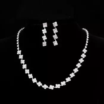 Новый квадратный комплект ожерелья и серег со стразами, аксессуары для свадебного платья, свадебные аксессуары, набор женских цепочек