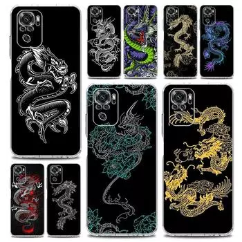 Новый квадратный прозрачный чехол для телефона для Xiaomi Redmi Note 12 11 9S 9 8 10 Pro + 7 8T 9C 9A 8A K40 игровой силиконовый чехол Dragon Fashion Redmi Note 11Pro