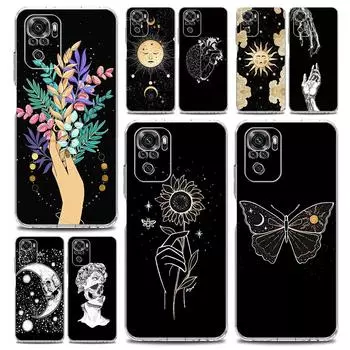 Новый квадратный прозрачный чехол для телефона Xiaomi Redmi Note 12 11 9S 9 8 10 Pro+ 7 8T 9C 9A 8A K40 игровой чехол луна таро кошка эстетика Redmi 9