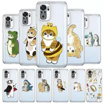 Новый квадратный прозрачный мягкий чехол с милым котом из мультфильма для Xiaomi Redmi Note 12 11 9S 9 8 10 Pro + 7 8T 9C 9A 8A K40 игровой чехол Redmi 8
