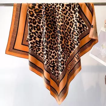 Новый квадратный шелковый шарф 90X90 см, популярные женские шарфы, бандана для волос, повязка на голову с леопардовым принтом, платок, мусульманский платок 90X90cm