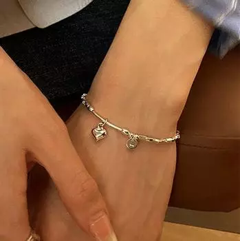 Новый квадратный сломанный серебряный браслет Love, простой регулируемый браслет в форме сердца, женские ювелирные изделия, подарок