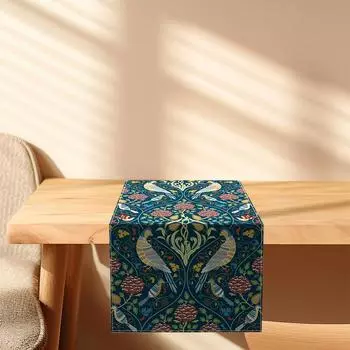 Новый льняной принт в стиле ретро, растительный стол, флаг, украшение для домашнего кухонного стола, высококачественная скатерть, современный минималистичный стиль 33*183CM