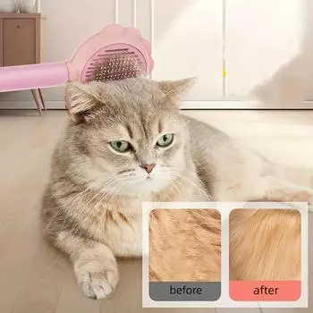 Новый Лепесток Расческа для домашних животных Один щелчок, чтобы удалить плавающие волосы Собачья игольчатая расческа Массажная Чистка Расческа для кошек розовый
