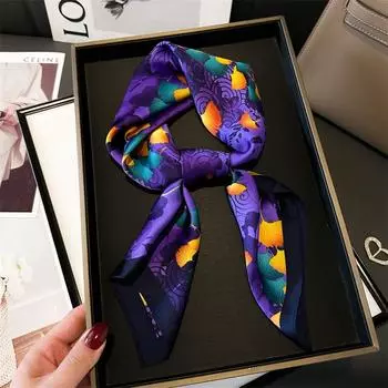 Новый летний 70X70 см большой квадратный шарф шелковый шарф винтажный принт шарф платок популярные шелковые шарфы бандана солнцезащитный шарф 70X70cm