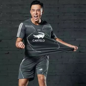 Новый летний быстросохнущий спортивный комплект для мужчин и женщин с принтом для бега M чёрный