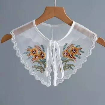 Новый летний цветочный милый шарф с искусственным воротником для женской рубашки, шаль на плечо, тонкая рубашка, съемный воротник, шаль