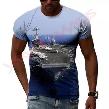 Новый летний модный тренд The Warship Picture Мужские футболки Повседневные футболки в стиле хип-хоп с 3D-принтом Индивидуальные топы с круглым вырезом и коротким рукавом S