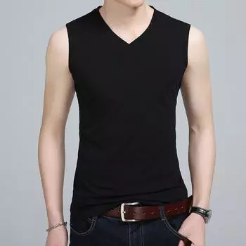 Новый летний мужской жилет с V-образным вырезом, тонкий, из хлопковой сетки, модная повседневная мужская майка для мальчиков M белый