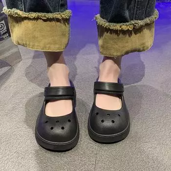 Новый летний стиль, модные, удобные, повседневные и универсальные полусандалии с носками, нескользящие сабо на толстой подошве 38