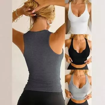 Новый летний трикотажный женский жилет, облегающий топ с базовым слоем внутри XS чёрный