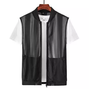 Новый летний ультратонкий жилет для мужчин, уличный карман на молнии, одноцветный крутой жилет для туризма, рыбалки, фотографии, отдыха, грузовой жилет для мужчин 5XL белый