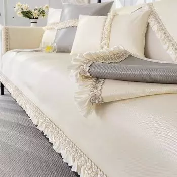 Новый летний универсальный чехол с кружевом Funda для гостиной, нескользящий чехол для дивана из ледяного шелка, подушка для дивана, чехол для дивана 70X70