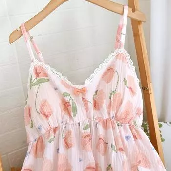 Новый летний женский пижамный комплект из 100% хлопка, подтяжки + шорты с нагрудными накладками, комплект из двух предметов для женской домашней обстановки с цветочным принтом M розовый
