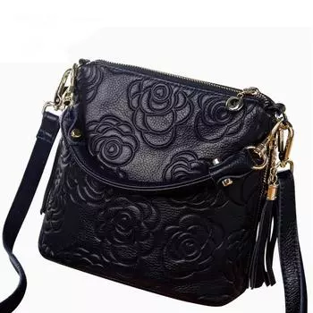 Новый литературный и художественный женский багаж в китайском стиле, кожаные изделия, однотонная сумка с кисточками, женская сумка на плечо из натуральной кожи в стиле ретро