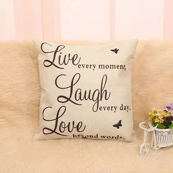Новый Чехол для подушки Live Laugh Love Quotes Home Decor из хлопка и льна