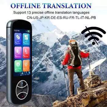 Новый лучший интеллектуальный переводчик с искусственным интеллектом, голосовой мульти-переводчик, 137 языков, портативная аудиоподдержка, 3-дюймовый сенсорный экран, фото, офлайн-запись, перевод серый