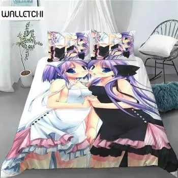 Новый Lucky Star 3D Print Anime Girl 3 шт. Пододеяльник Комплект модных постельных принадлежностей Одеяло Пододеяльник Наволочка Домашний Текстиль 70x133cm 2pcs
