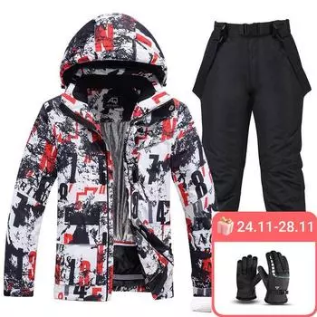 Новый лыжный костюм, мужской костюм, зимняя уличная ветрозащитная водонепроницаемая теплая толстая однобортная двухбортная лыжная куртка + брюки M