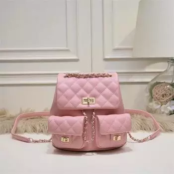 / Новый маленький ароматный стиль рюкзак стиль икра соус голова слой кожа цепь двойной карман рюкзак модный 21x12x20cm белый