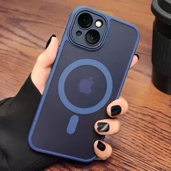 Новый матовый полупрозрачный магнитный чехол для телефона для IPhone 14 13 15 12 11 Pro Max Plus Magsafe, противоударный защитный чехол с беспроводной зарядкой For iPhone 13