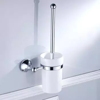 Новый медный держатель для ершика для унитаза с фурнитурой для винтажной ванной комнаты Керамическая чашка серебряный