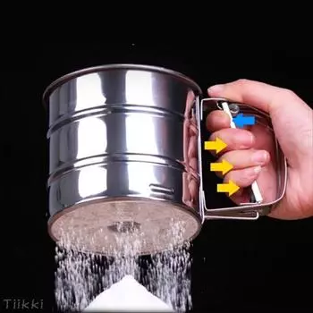 Новый механический сито для муки и сахарной глазури, шейкер для выпечки, кухонный инструмент из нержавеющей стали серебряный