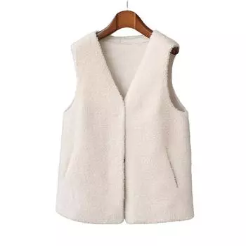 Новый меховой полный шерстяной овечий шерстный композитный мех интегрированный гранулированный флис женский овечий флис жилет жилет жилет L белый