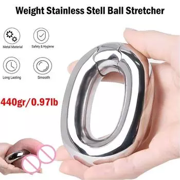 Новый металлический кулон для мошонки, шаровые носилки, вес яичек, кольцо для пениса, удерживающее кольцо из нержавеющей стали, БДСМ, кольцо для фиксации члена, эротическое связывание BS11