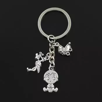 Новый металлический мужской автомобильный брелок в винтажном стиле для маленьких девочек и мальчиков, детская соска, тканевые подвески, аксессуар, мужское кольцо для ключей, ювелирные изделия, подарки серебряный
