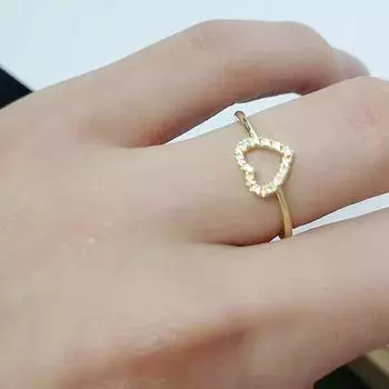 Новый микро-набор, регулируемое женское кольцо с цирконием в форме сердца, модное, темпераментное, простой нишевый дизайн, свадебное медное кольцо