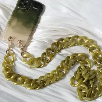 Новый милый аксессуар-цепочка для телефона, съемные детали, блестки, через плечо, смола, роскошный шейный ремешок, чехол для телефона, цепочки, акриловый ремешок на плечо, подвесная цепочка 120CM коричневый