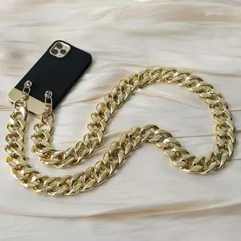 Новый милый аксессуар для телефона, съемные детали, цепочка из твердого золота, кожаная цепочка через плечо из смолы, роскошный шейный ремешок, чехол для телефона, цепочки, акриловая цепочка на плечо 120CM