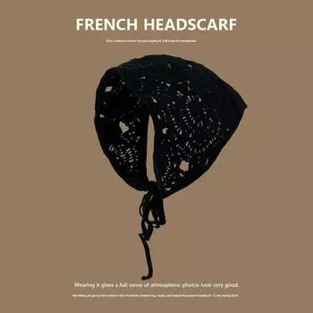 Новый милый берет с шнурком в виде маленького дьявола для женщин 2025 Новинка Защита от солнца Дышащий Быстросохнущий Ремешок на помпе Защита от солнца Black Fruit [Triangle Turban]]