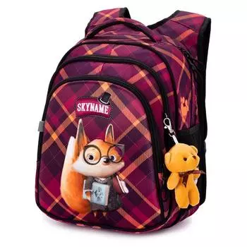 Новый милый клетчатый школьный рюкзак с героями мультфильмов для девочек, рюкзак для начальной школы, водостойкий ортопедический детский рюкзак Mochila Primaria Nia 37cm*30cm*16cm фиолетовый