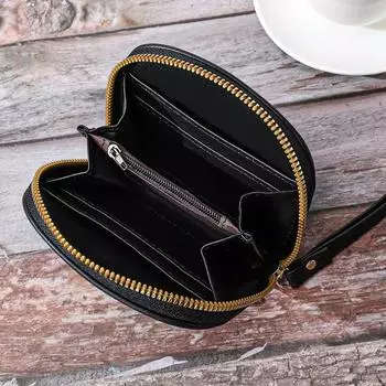 Новый милый кошелек-кошелек, сумка для карт, портативный ручной короткий кошелек на молнии, кошелек для монет, женский кошелек-клатч, полукруглый кошелек с вышивкой чёрный