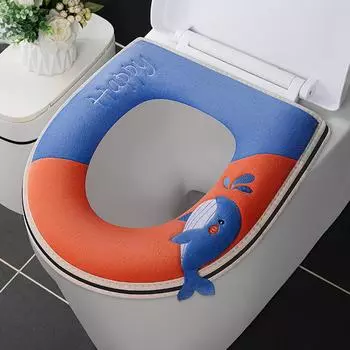 Новый милый коврик для унитаза в виде кита, моющийся, утолщенный, мягкий, для сиденья унитаза, домашний, переносной, чехол для туалета, чехол для горшка, зимняя теплая подушка