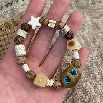 Новый милый маленький черный браслет с кошкой для женщин и мужчин, модный забавный браслет с мультяшными животными из бисера, модные подарки для пар и друзей чёрный