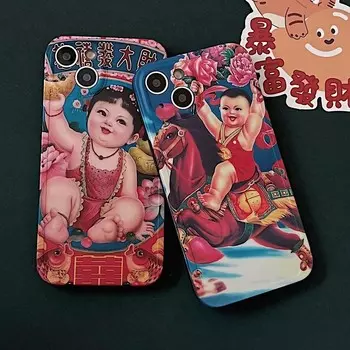 Новый милый милый чехол для телефона Lucky Rich в китайском стиле Lucky Rich с героями мультфильмов для девочек и мальчиков для Iphone 11 13 12 Promax 14 Pro Max Plus X Xsmax Xr for iphone XS MAX